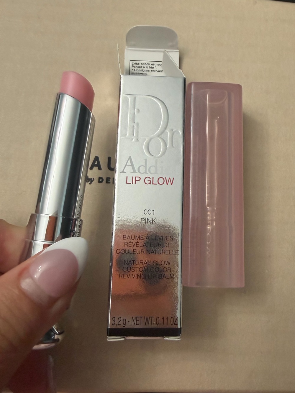 Dior Addict Lip Glow Color Awakening hydrating Lip Balm 001 Pink 0.11 oz NIB